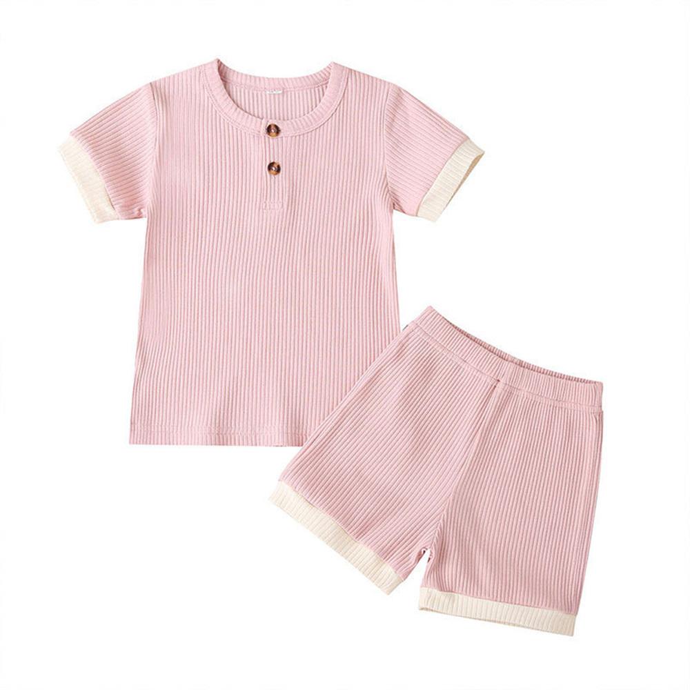 Unisex Color Contrast Short Sleeve Top & Shorts Kids Wholesale Clothing Warehouse