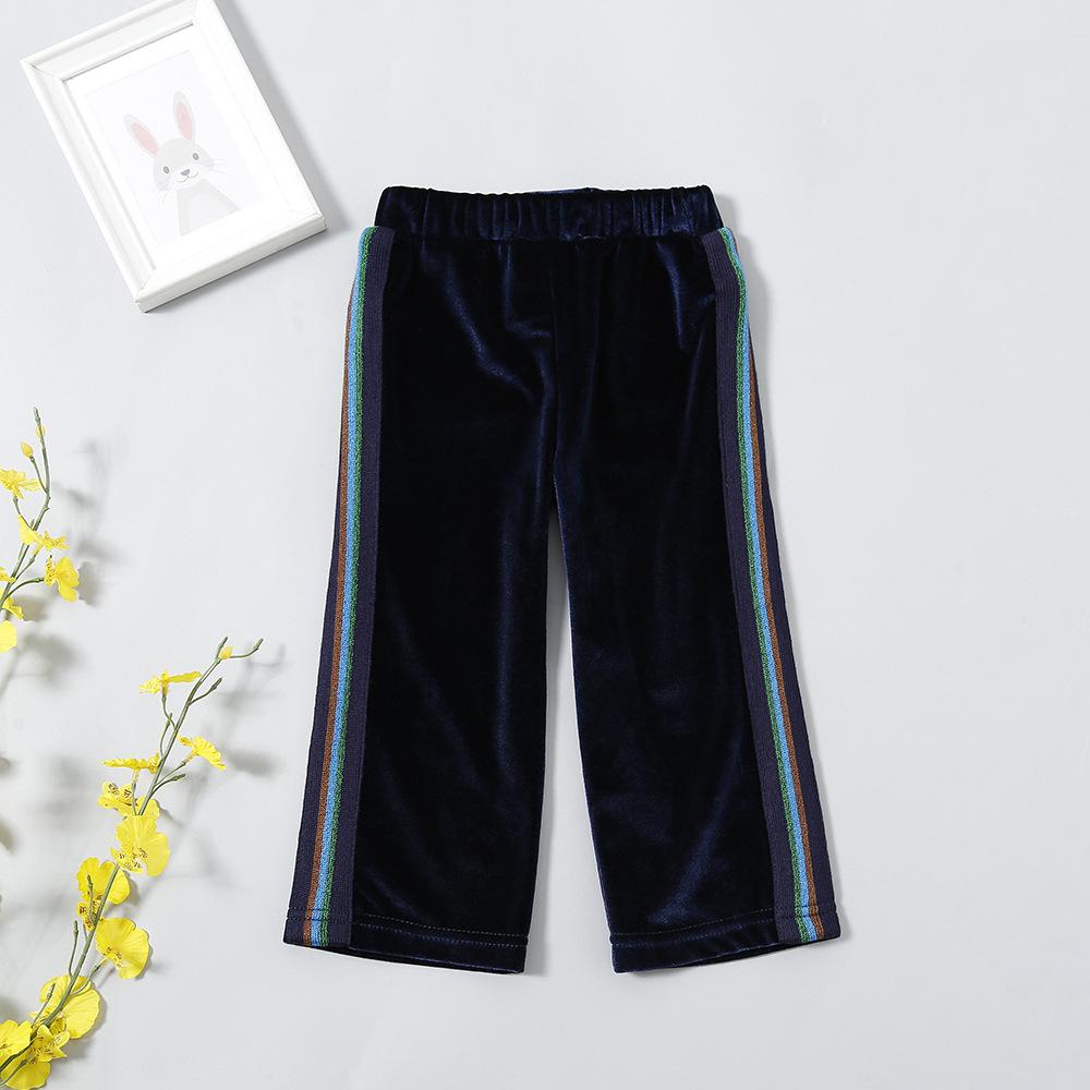 Girls Color Striped Casual Elastic Waist Pants