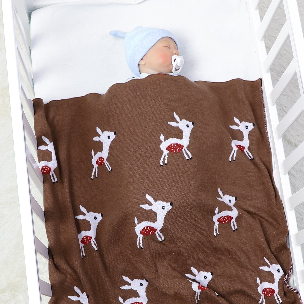 Cute Fawn Jacquard Baby Carrying Blanket Baby Stroller Cover Baby Clothes Wholesale