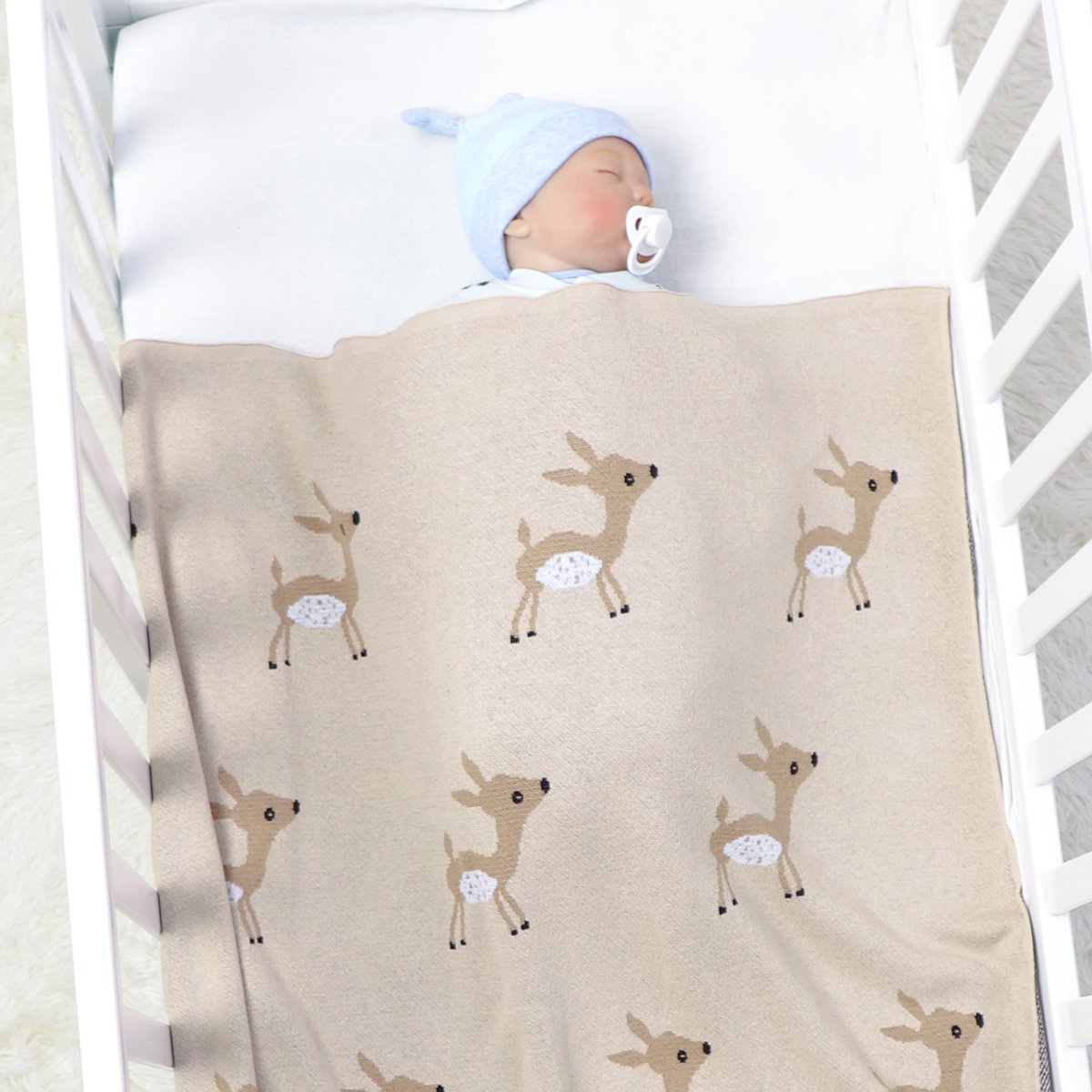 Cute Fawn Jacquard Baby Carrying Blanket Baby Stroller Cover Baby Clothes Wholesale