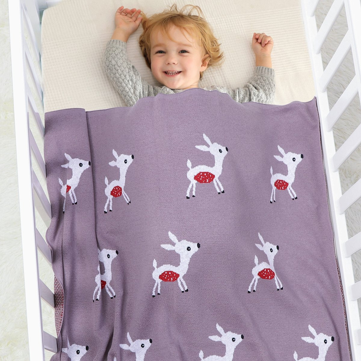 Cute Fawn Jacquard Baby Carrying Blanket Baby Stroller Cover Baby Clothes Wholesale