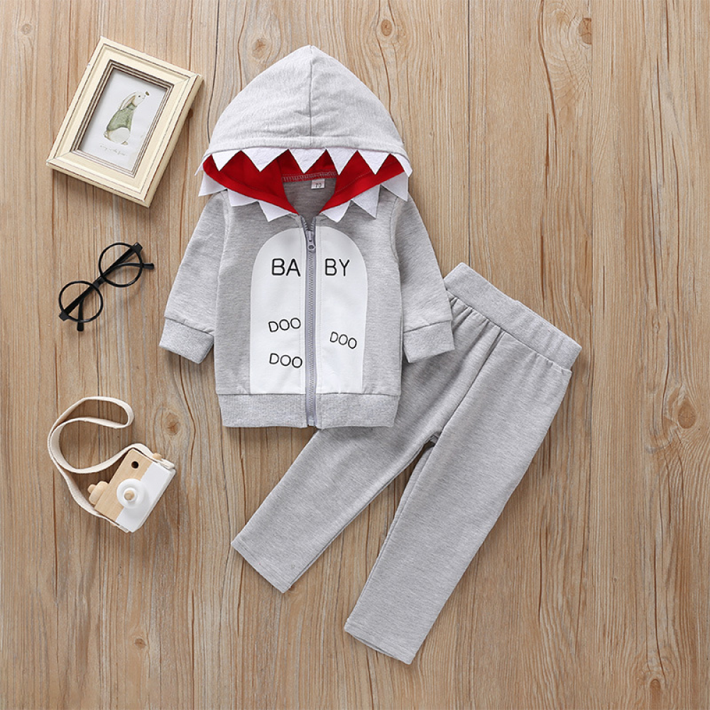 Baby Boys Cute Letter Hooded Long Sleeve Jacket & Pants Wholesale Baby Clothes
