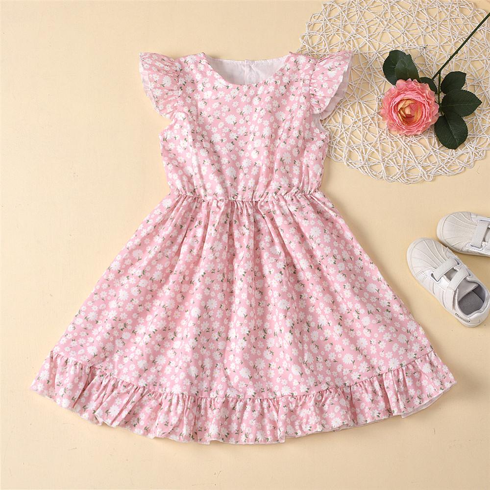 Girls Daisy Printed Sleeveless Princess Dress Wholesale Boutique Clothing For Toddlers