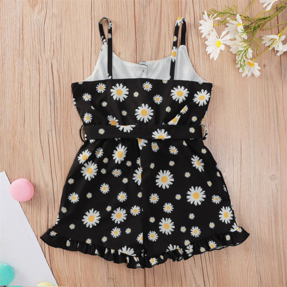 Girls Daisy Printed Sling Jumpsuit kids wholesale clothing