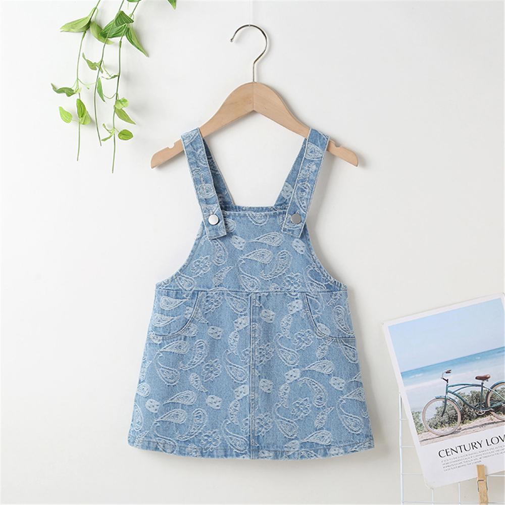 Girls Denim Pocket Suspender Dress wholesale childrens clothing