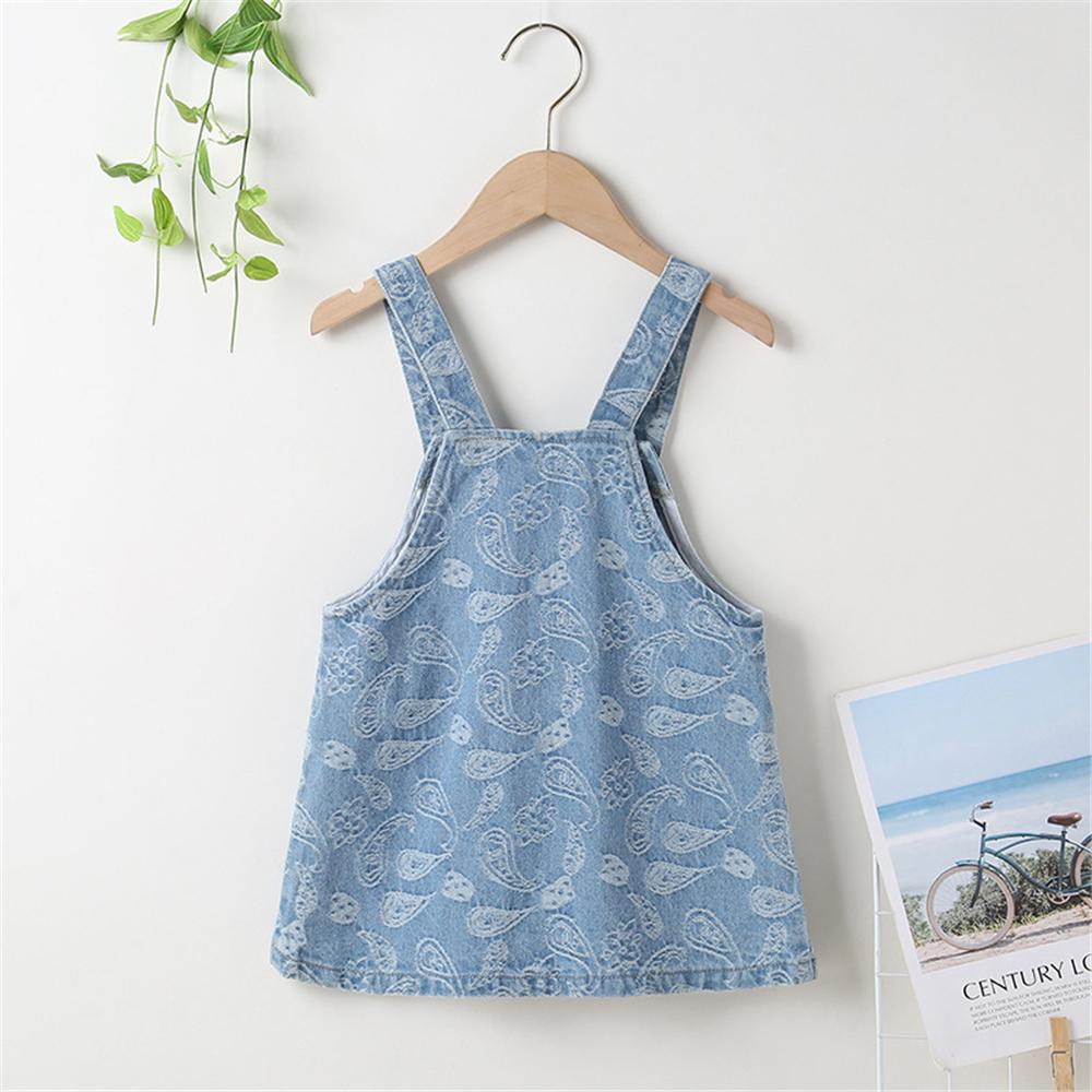 Girls Denim Pocket Suspender Dress wholesale childrens clothing