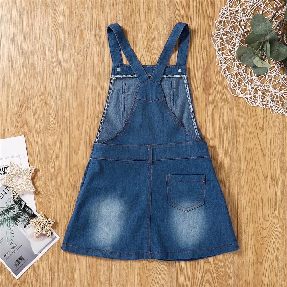 Girls Denim Rainbow Pocket Suspender Dresses children wholesale clothing