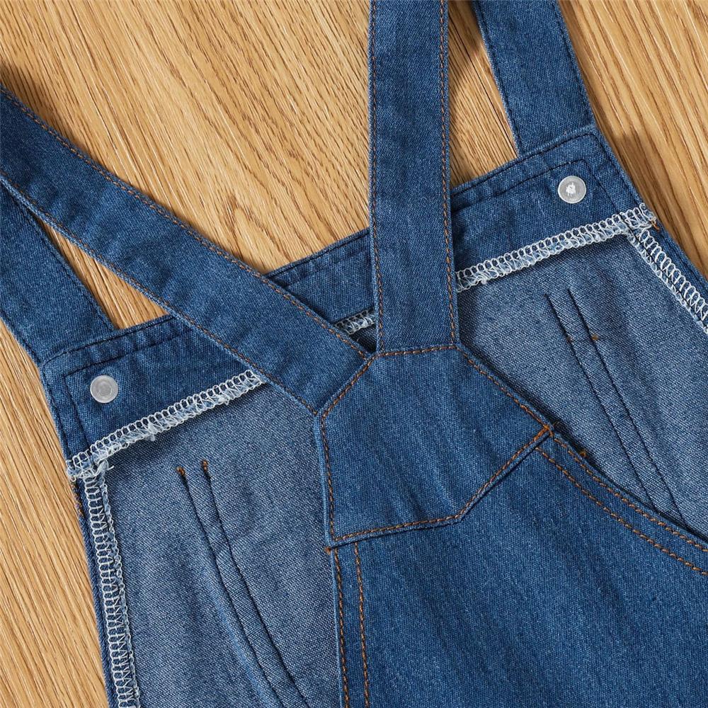 Girls Denim Rainbow Pocket Suspender Dresses children wholesale clothing