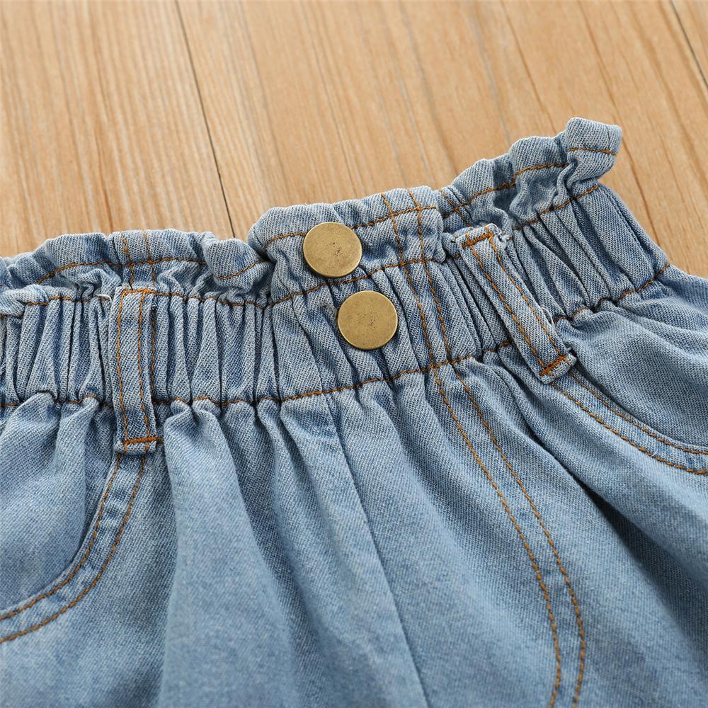 Girls Denim Solid Shorts wholesale kids boutique clothing