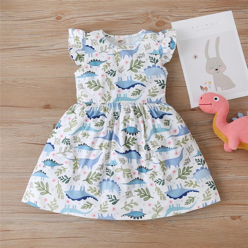 Girls Dinosaur Animal Printed Sleeveless Dress Toddler Girls Wholesale