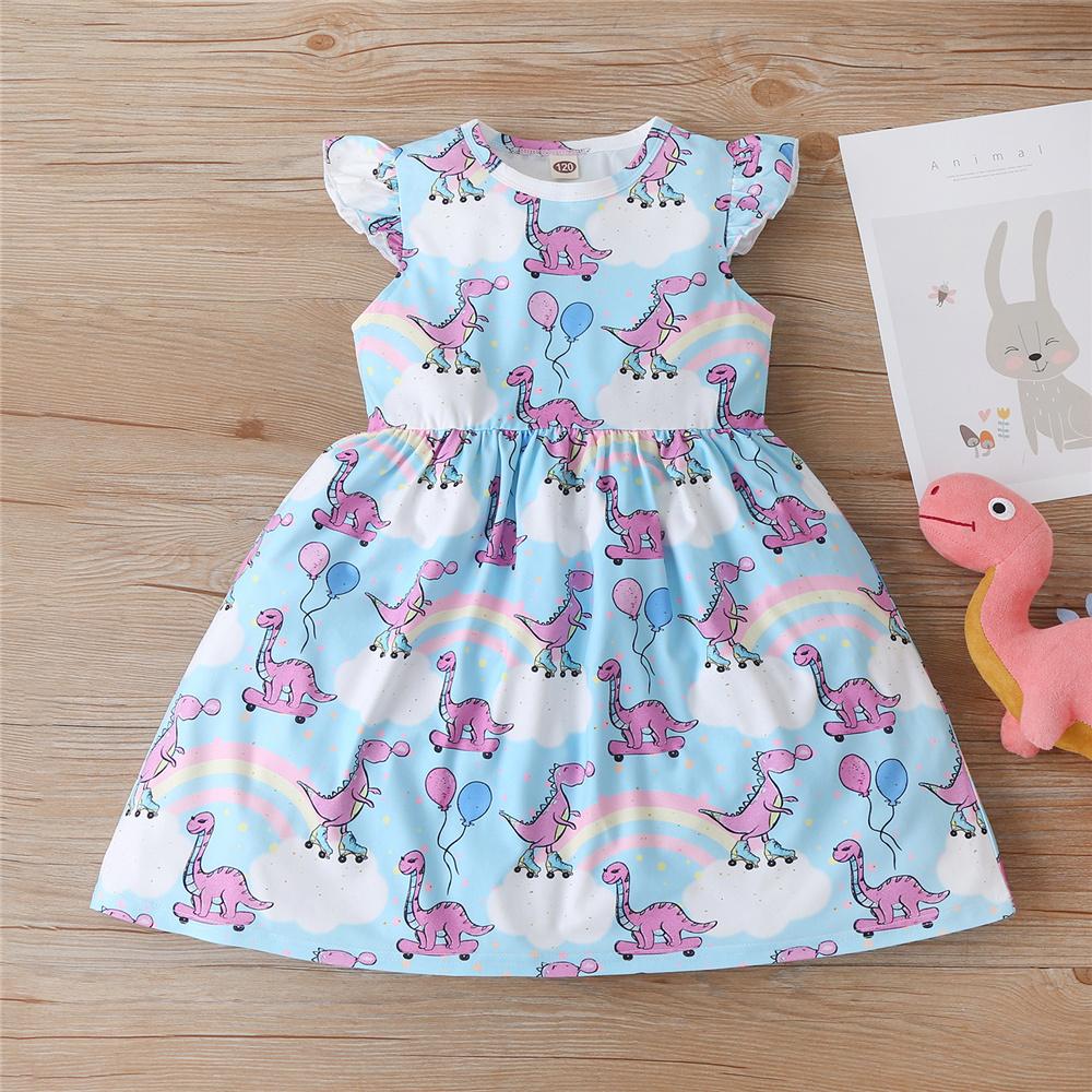 Girls Dinosaur Animal Printed Sleeveless Dress Toddler Girls Wholesale