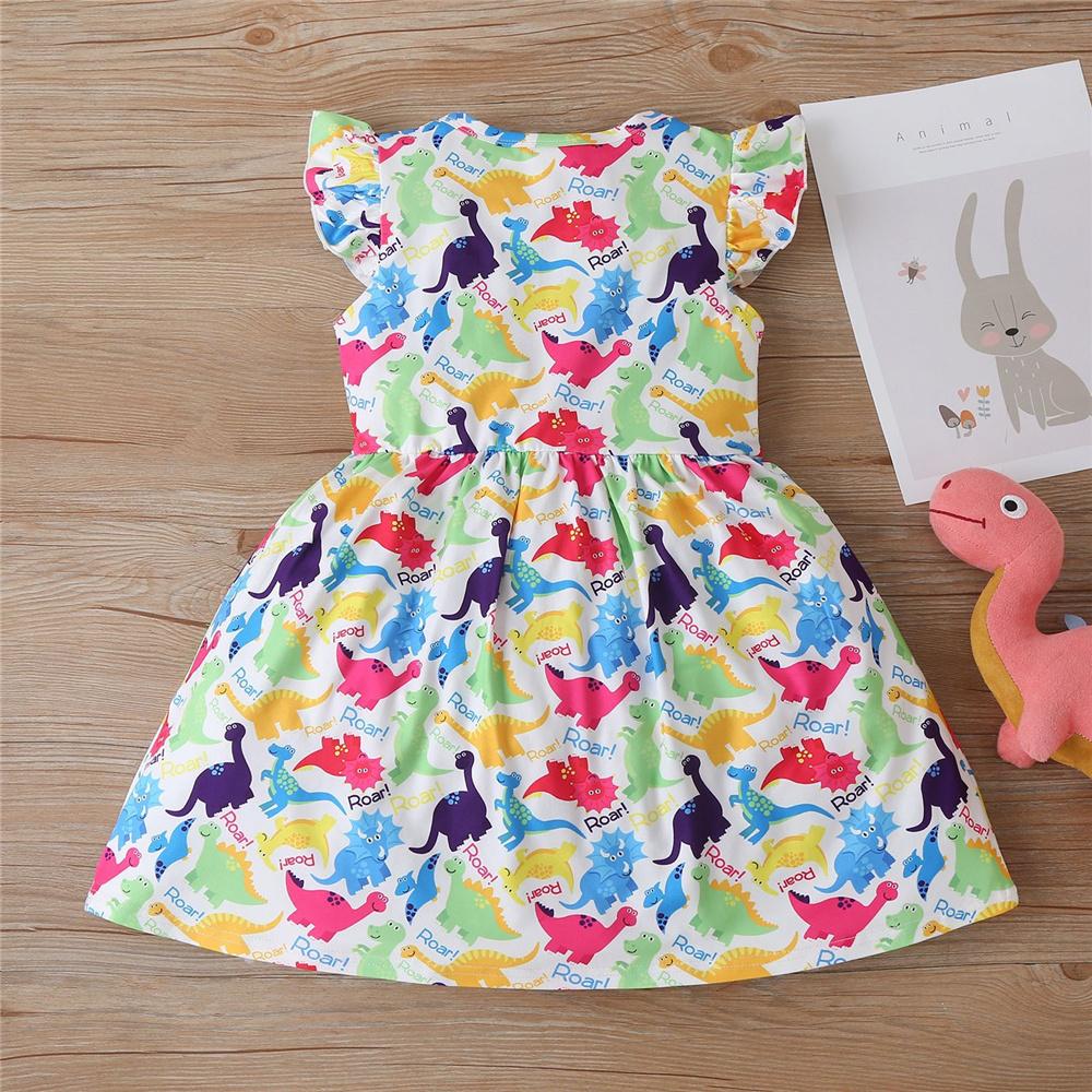 Girls Dinosaur Animal Printed Sleeveless Dress Toddler Girls Wholesale