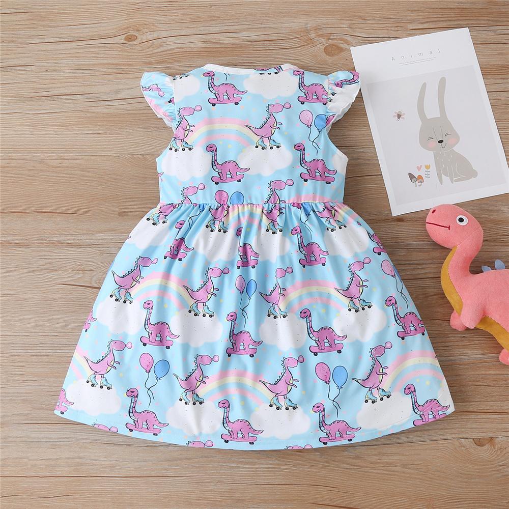 Girls Dinosaur Animal Printed Sleeveless Dress Toddler Girls Wholesale