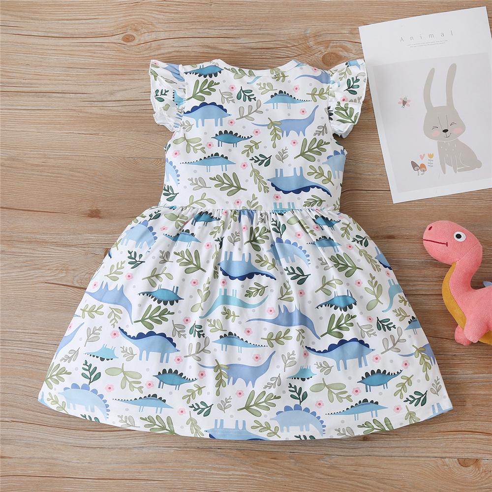 Girls Dinosaur Animal Printed Sleeveless Dress Toddler Girls Wholesale