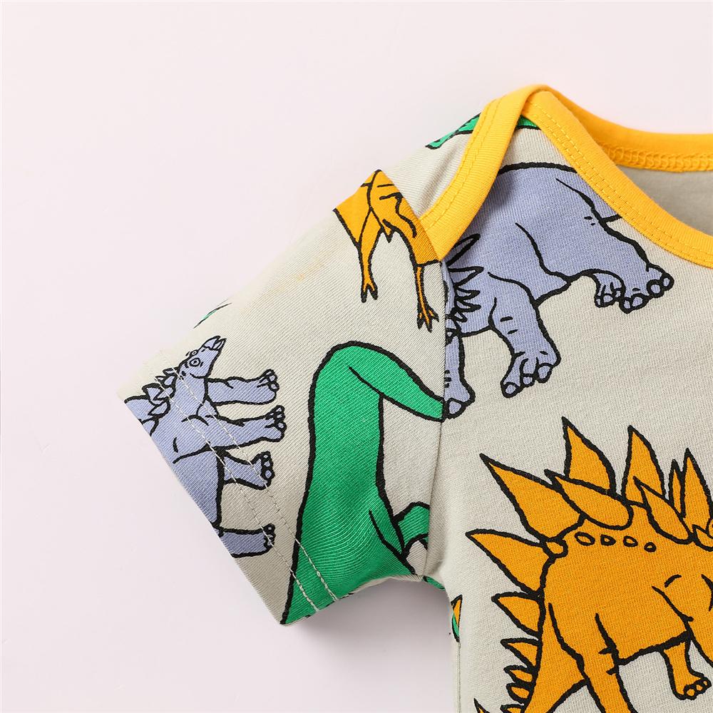 Baby Boys Dinosaur Animal Short Sleeve Romper & Pants & Hat baby clothes wholesale usa