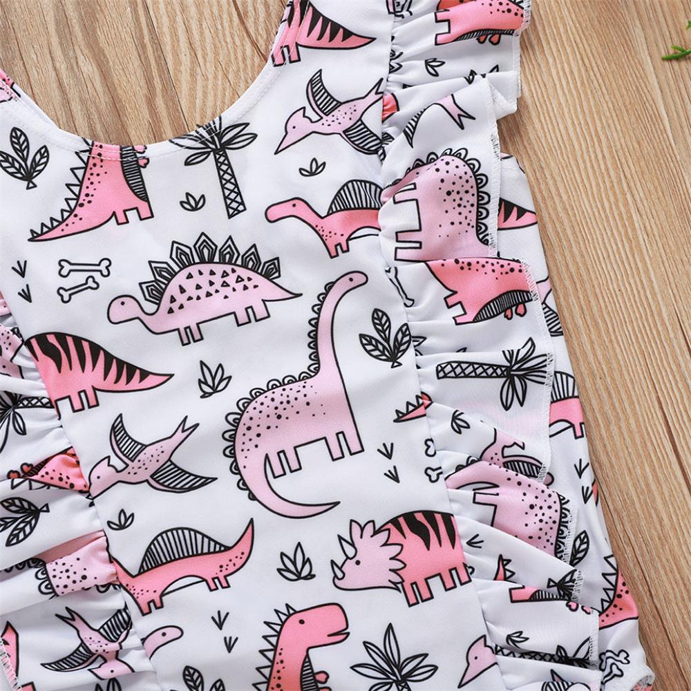 Girls Dinosaur Cartoon Printed Ruffled Swimwear Wholesale Plus Size Swimwear Supplier