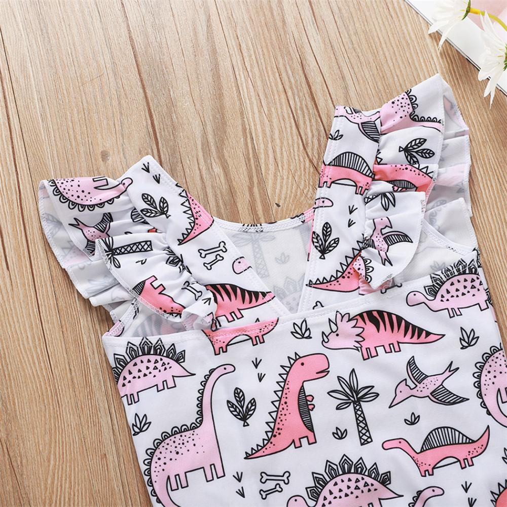 Girls Dinosaur Cartoon PrintedRuffled Swimwear Wholesale Plus Size Swimwear Supplier