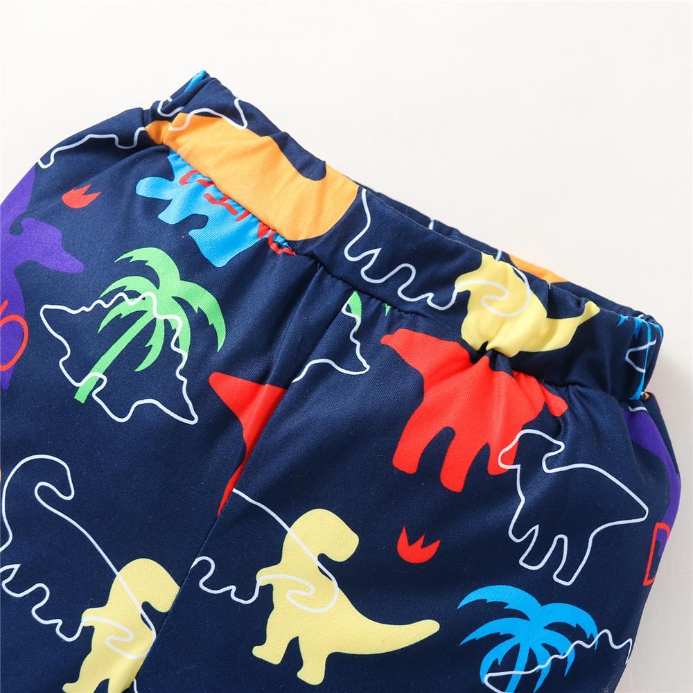 Boys Dinosaur Letter Printed Short Sleeve T-shirt & Shorts wholesale kids boutique clothing
