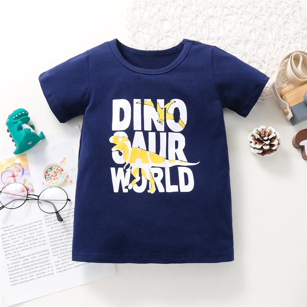 Boys Dinosaur Letter Printed Short Sleeve T-shirt & Shorts wholesale kids boutique clothing