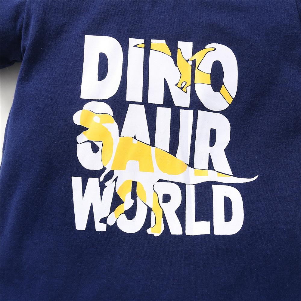 Boys Dinosaur Letter Printed Short Sleeve T-shirt & Shorts wholesale kids boutique clothing