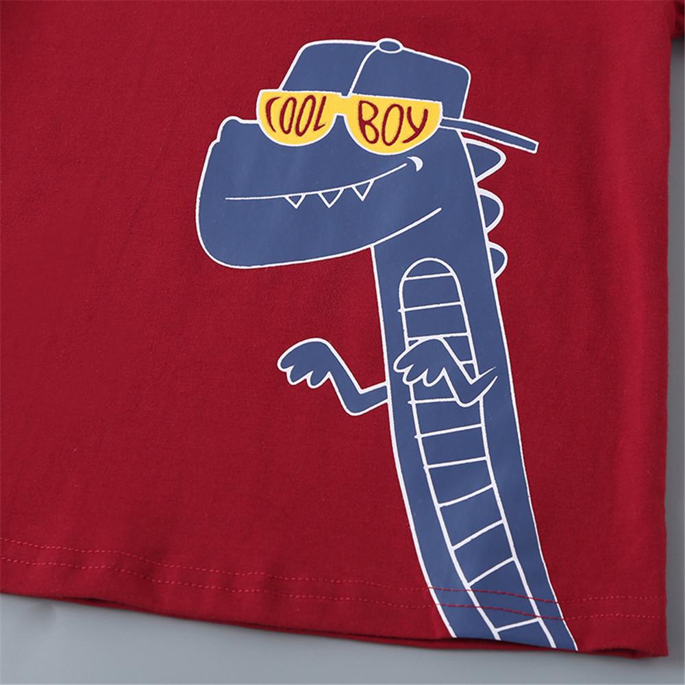Boys Dinosaur Printed Short Sleeve Cool Boy Top & Striped Shorts wholesale boy boutique clothes