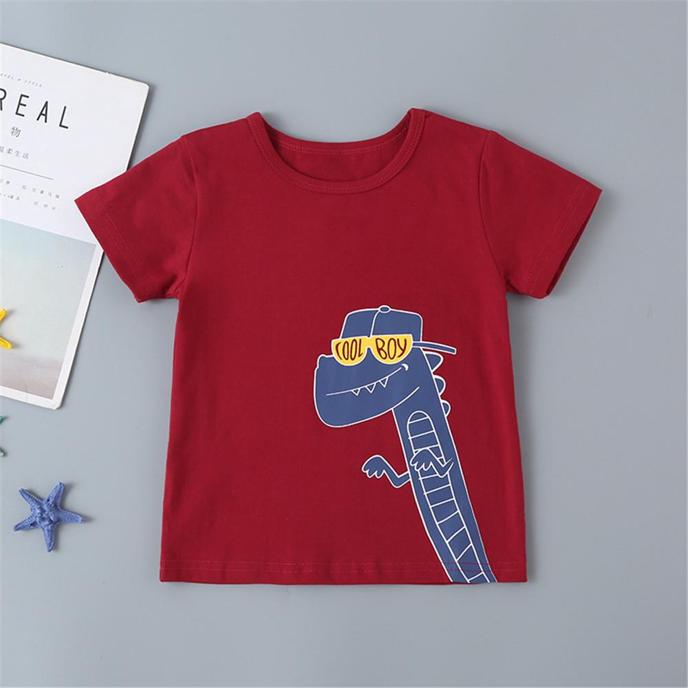 Boys Dinosaur Printed Short Sleeve Cool Boy Top & Striped Shorts wholesale boy boutique clothes