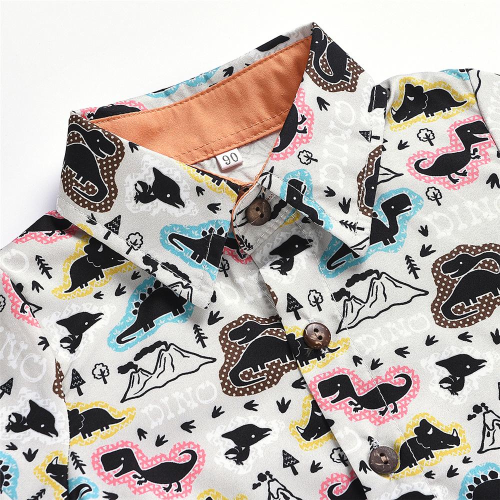 Boys Dinosaur Printed Short Sleeve Lapel Shirts & Pants Wholesale Baby Boy Boutique