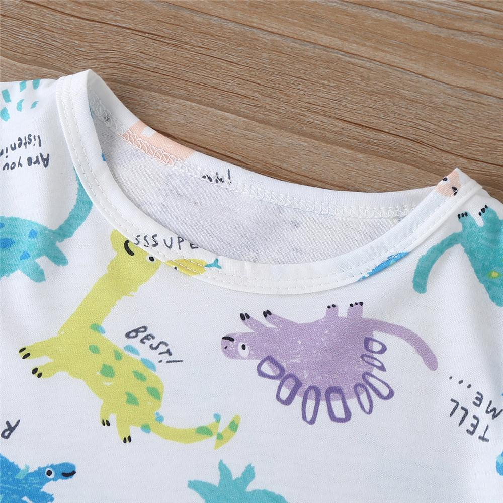 Boys Dinosaur Printed Short Sleeve Round Neck T-shirt & Shorts wholesale boys clothing