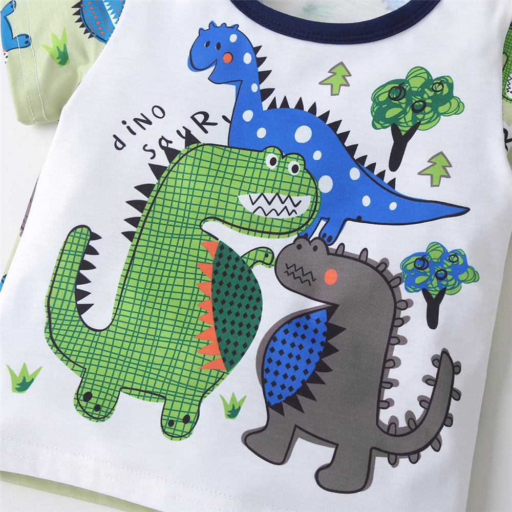 Boys Dinosaur Printed Short Sleeve Top & Shorts children wholesale clothing