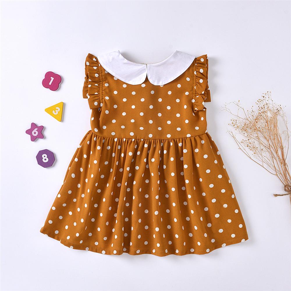 Girls Doll Collar Polka Dot Sleeveless Dress Wholesale Baby Girl Boutique Clothing
