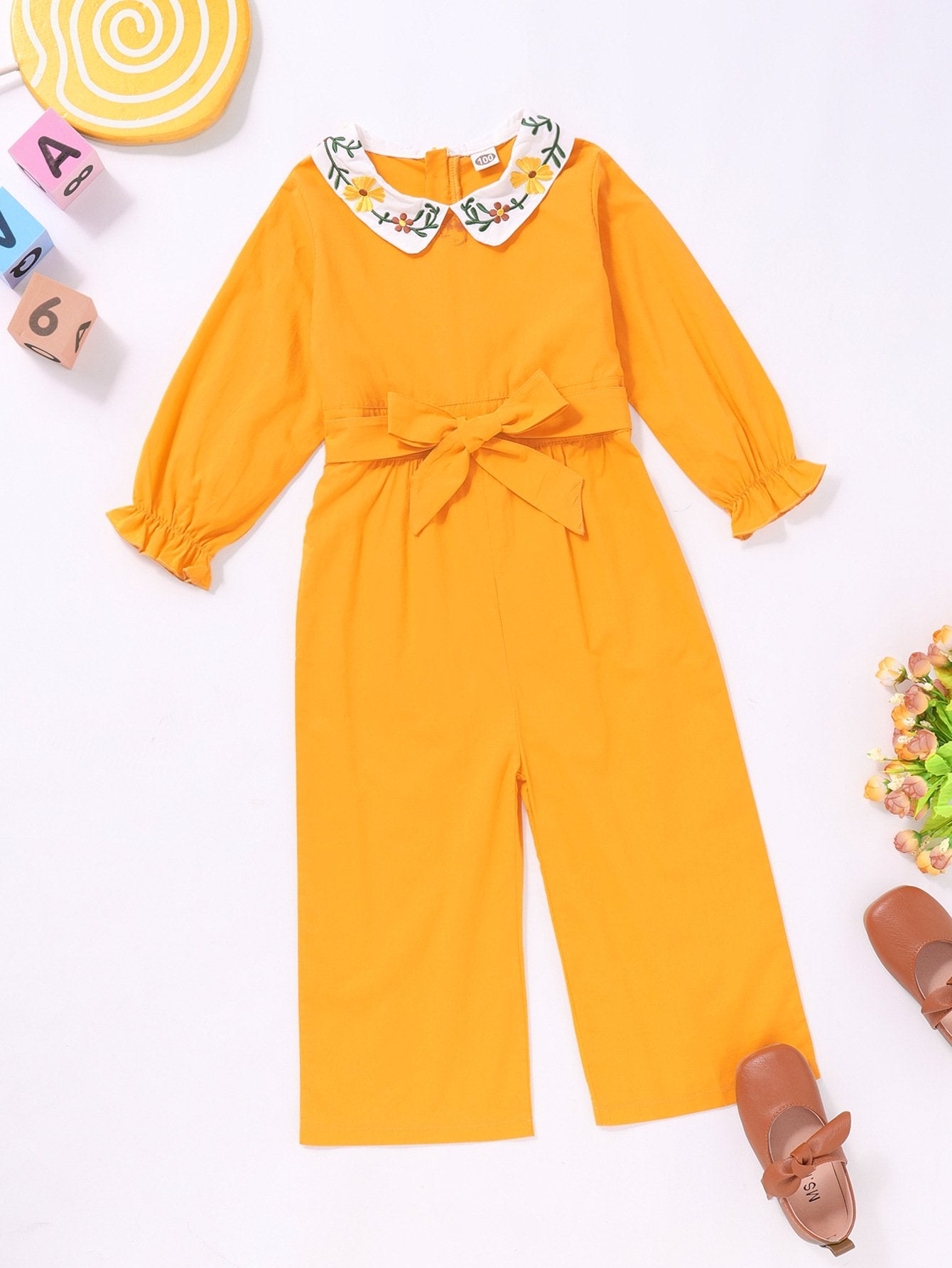 Girls Embroidered Long Sleeve Jumpsuit Children Clothing Wholesale Usa