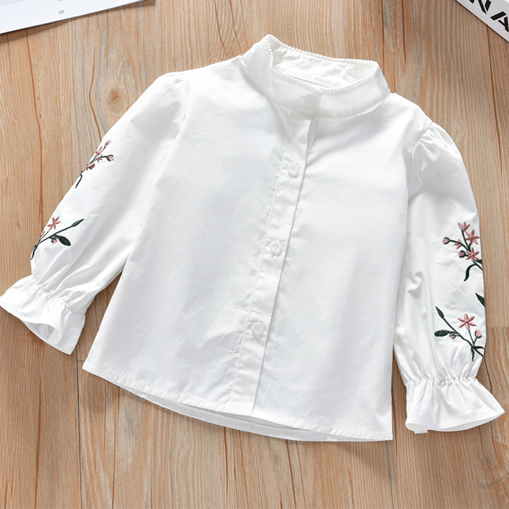 Girls Embroidery Long Sleeve Button Blouse kids clothing wholesale