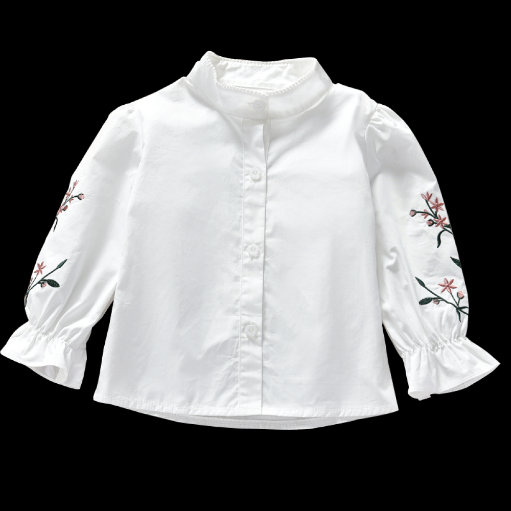 Girls Embroidery Long Sleeve Button Blouse kids clothing wholesale