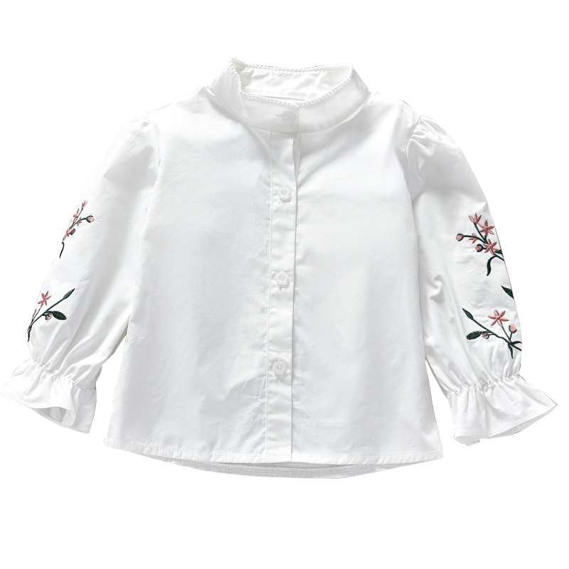 Girls Embroidery Long Sleeve Button Blouse kids clothing wholesale