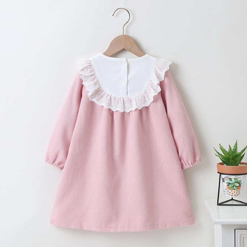 Girls Embroidery Lovely Collar Long Sleeve Dress Wholesale Designer Baby Clothes