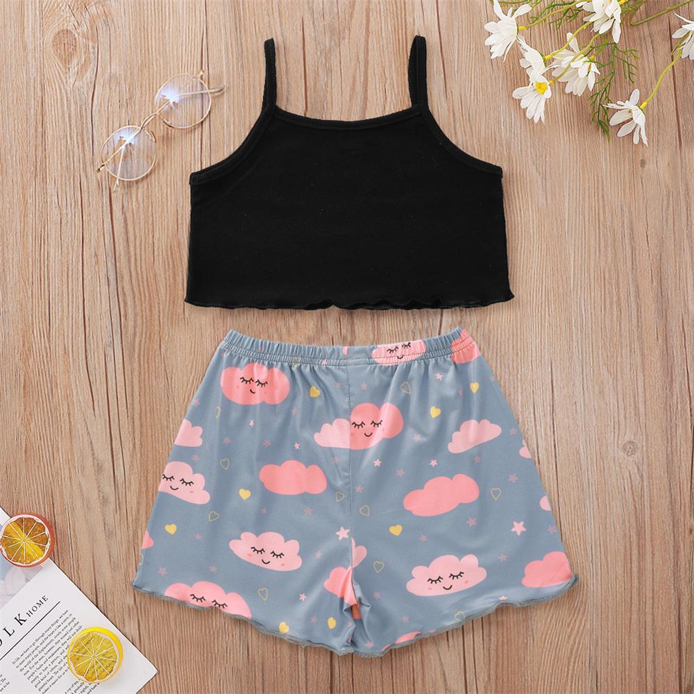 Girls Eyelashes Printed Tank Top & Cartoon Printed Shorts wholesale kids clothing suppliers