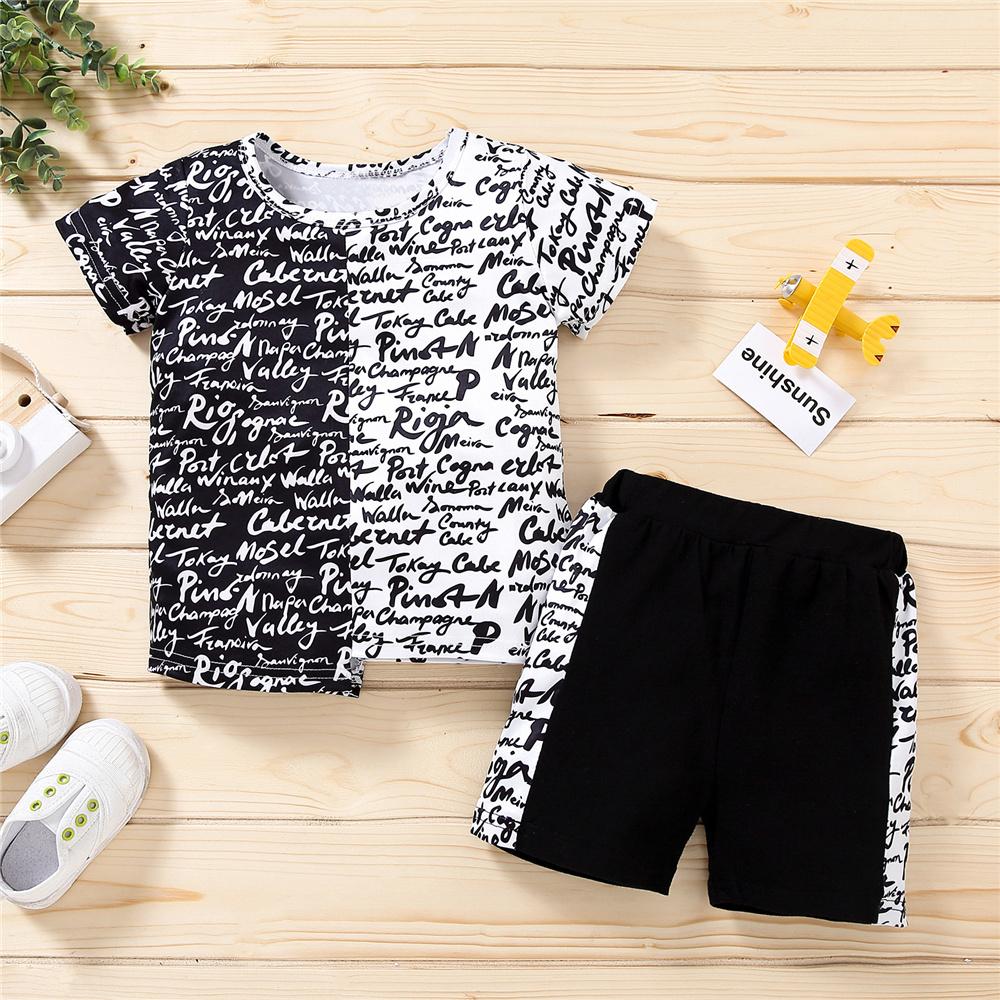 Boys Fashion Letter Printed Short Sleeve T-shirt & Shorts quality children's clothing wholesale