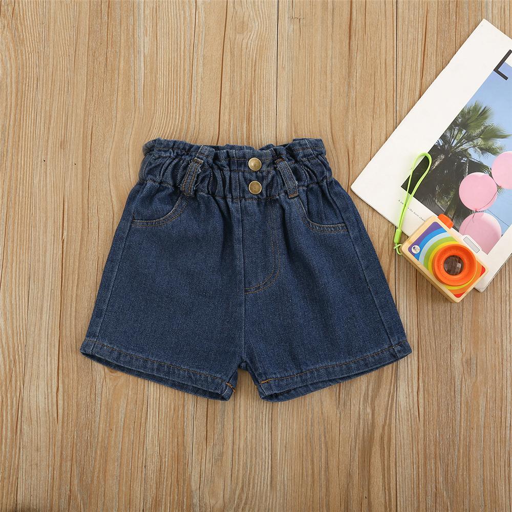 Girls Fashion Solid Color Pocket Denim Shorts kids clothes wholesale