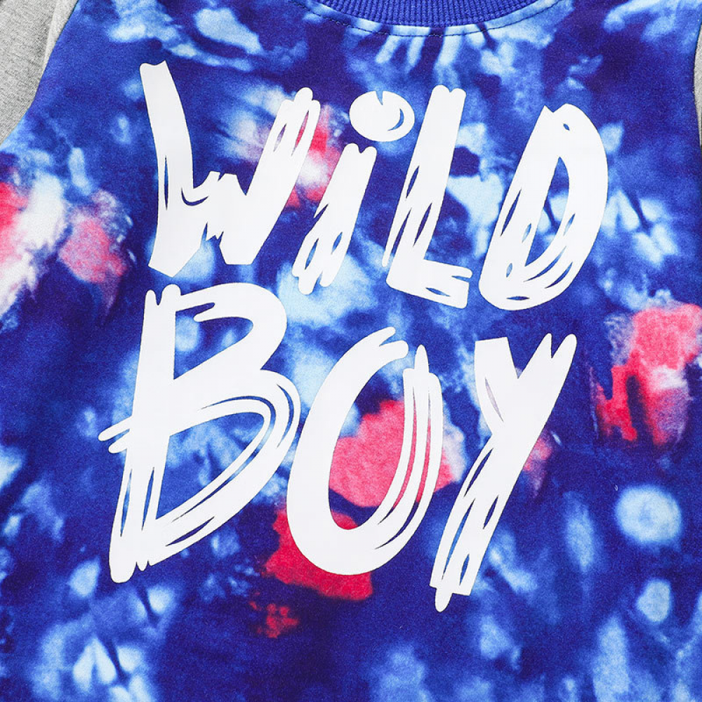 Boys Fashion Tie Dye Long Sleeve Letter Printed Top & Pants boys wholesale clothing