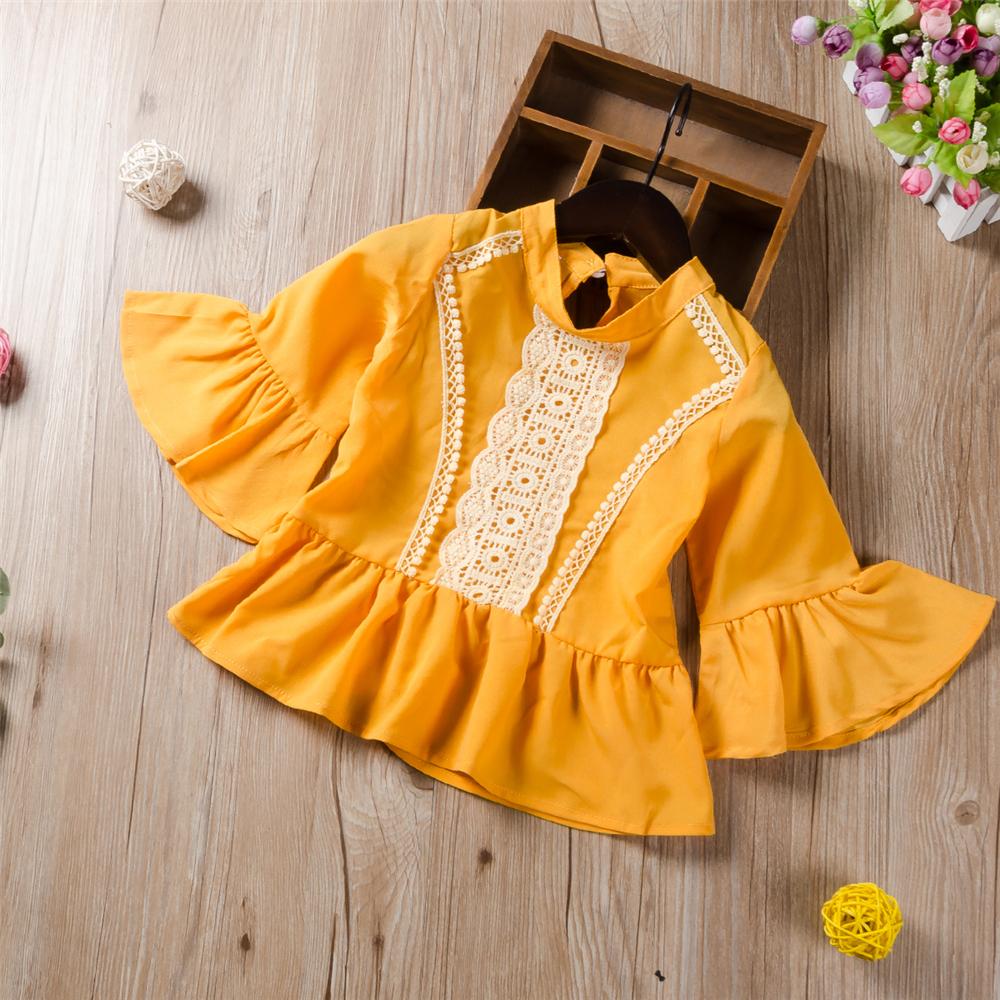 Girls Flare Sleeve Lace Sweet Blouse Wholesale Little Girl Clothes