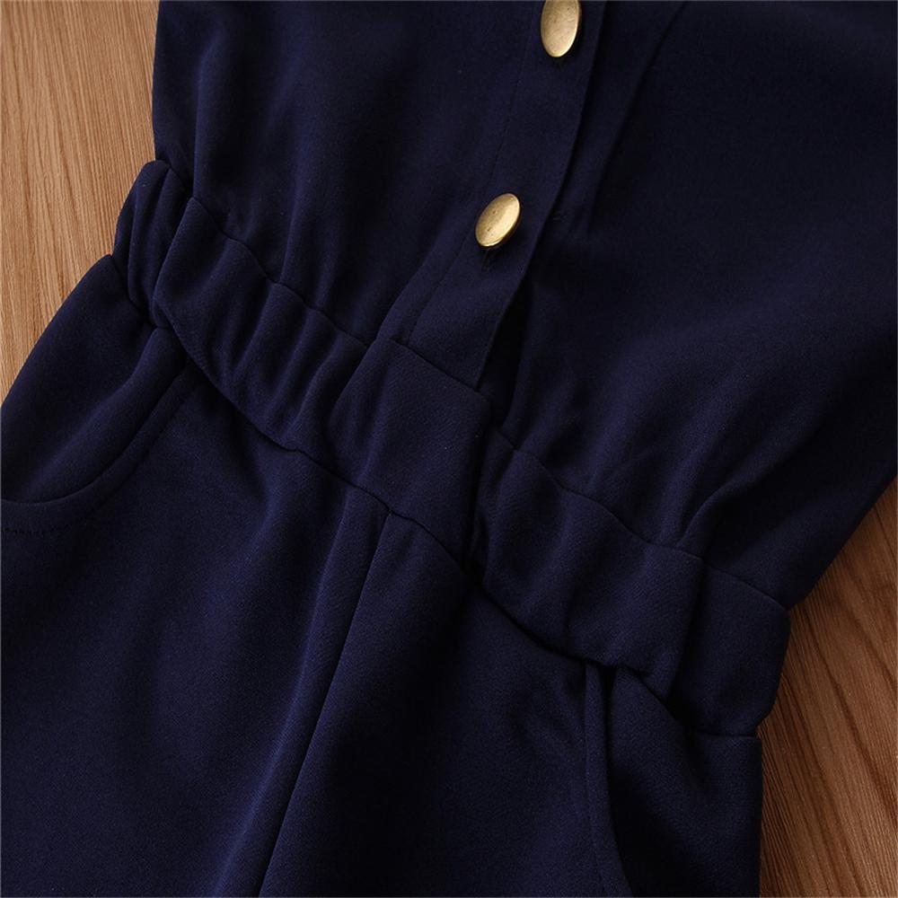 Toddler Girl Flare Sleeve Solid Lapel Jumpsuit Wholesale Girl Clothing