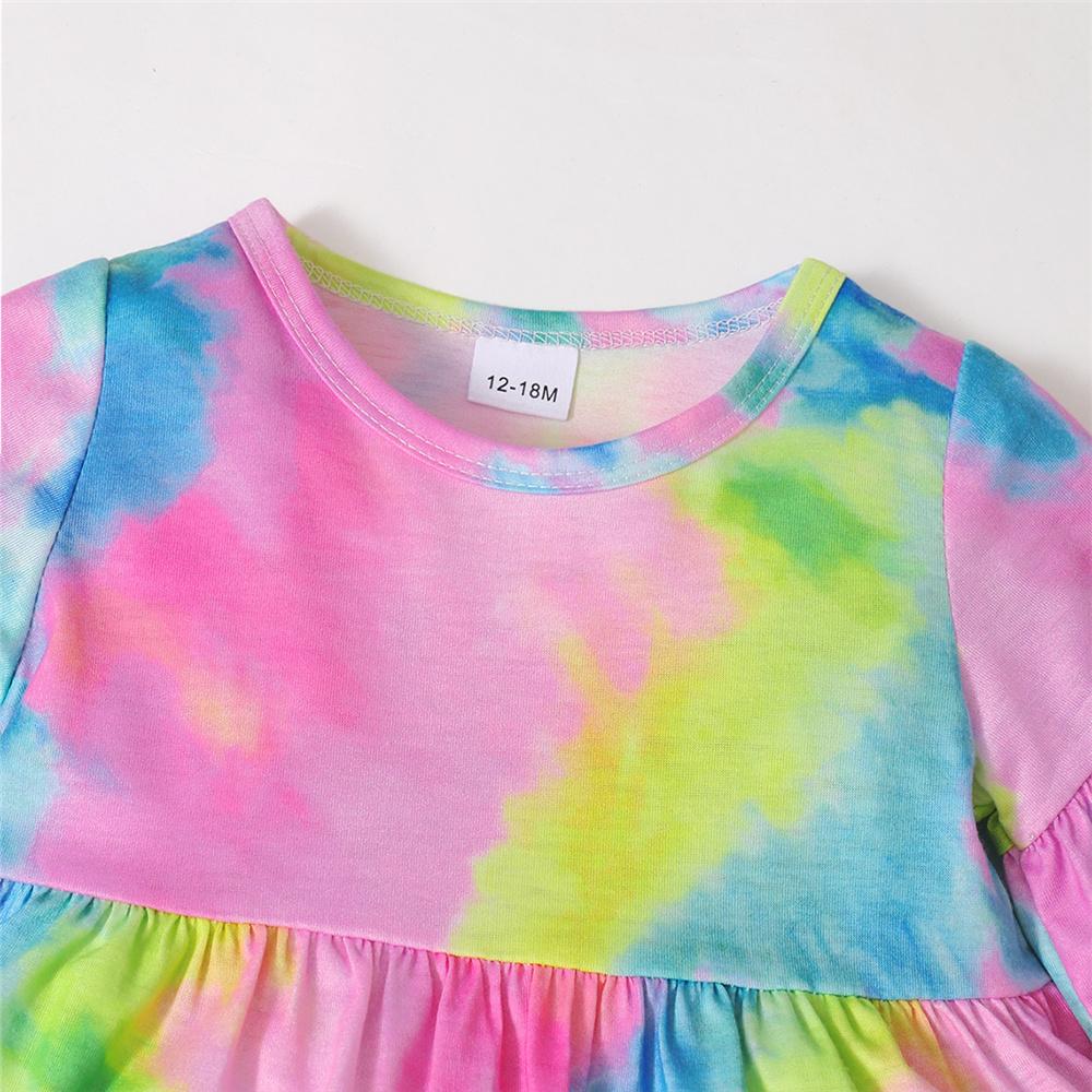 Girls Flared Sleeve Tie Dye Top & Shorts trendy kids wholesale clothing