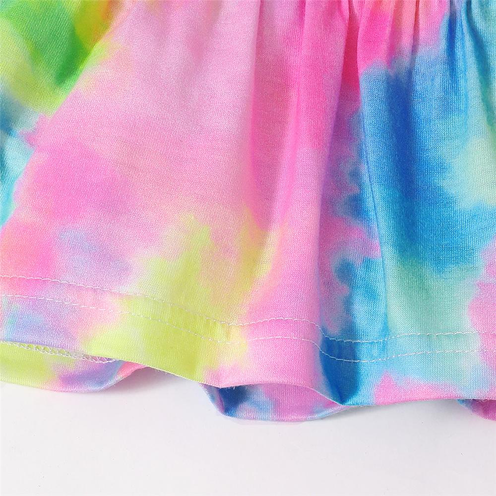 Girls Flared Sleeve Tie Dye Top & Shorts trendy kids wholesale clothing