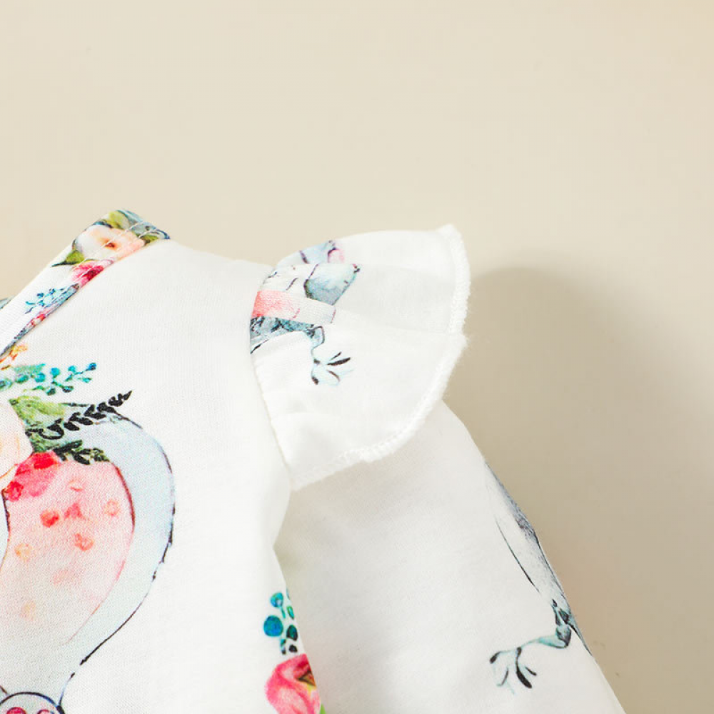 Baby Girls Floral Elephant Printed Long Sleeve Romper & Headband baby wholesale clothing