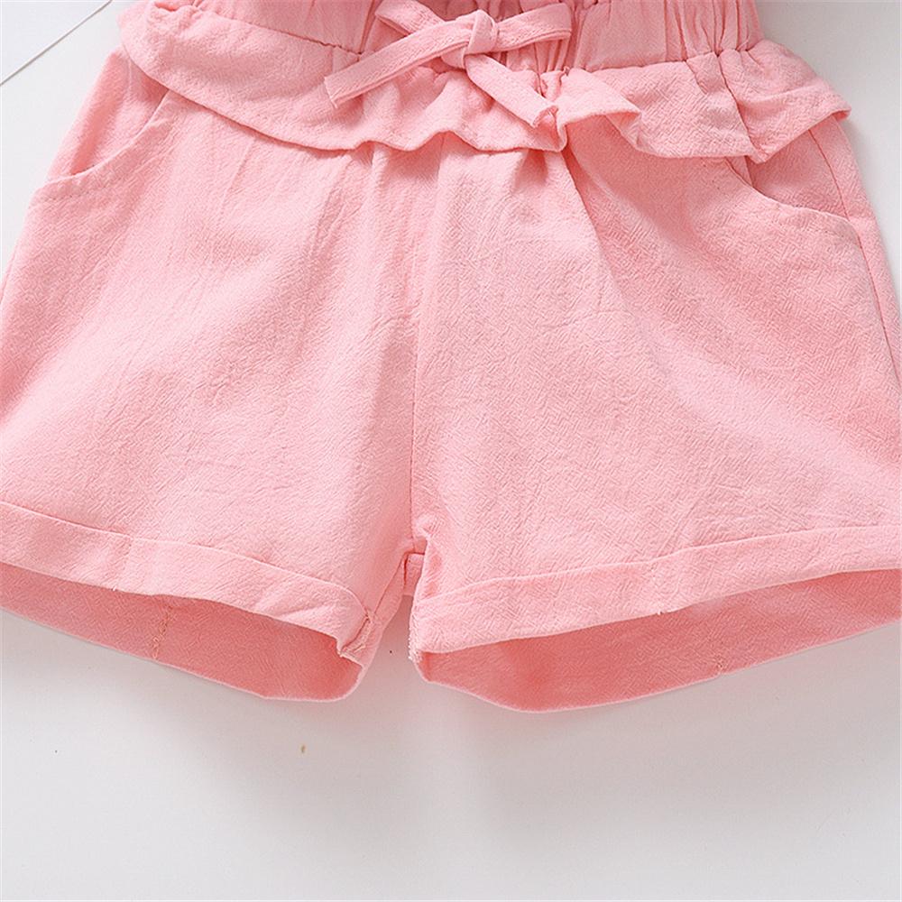 Girls Floral Embroidery Ruffled Sleeveless Top & Shorts Toddler Girls Wholesale