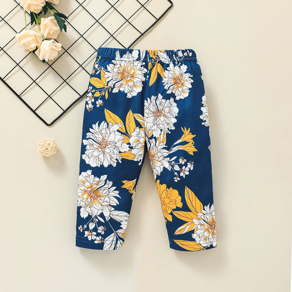 Baby Girls Floral Long Sleeve Romper & Pants & Headband Wholesale Baby Clothes
