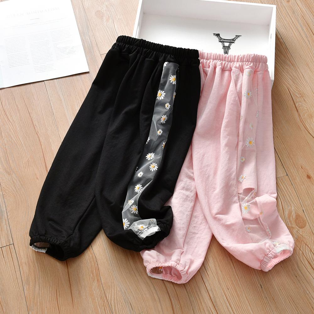 Girls Floral Mesh Splicing Pants trendy kids wholesale clothing