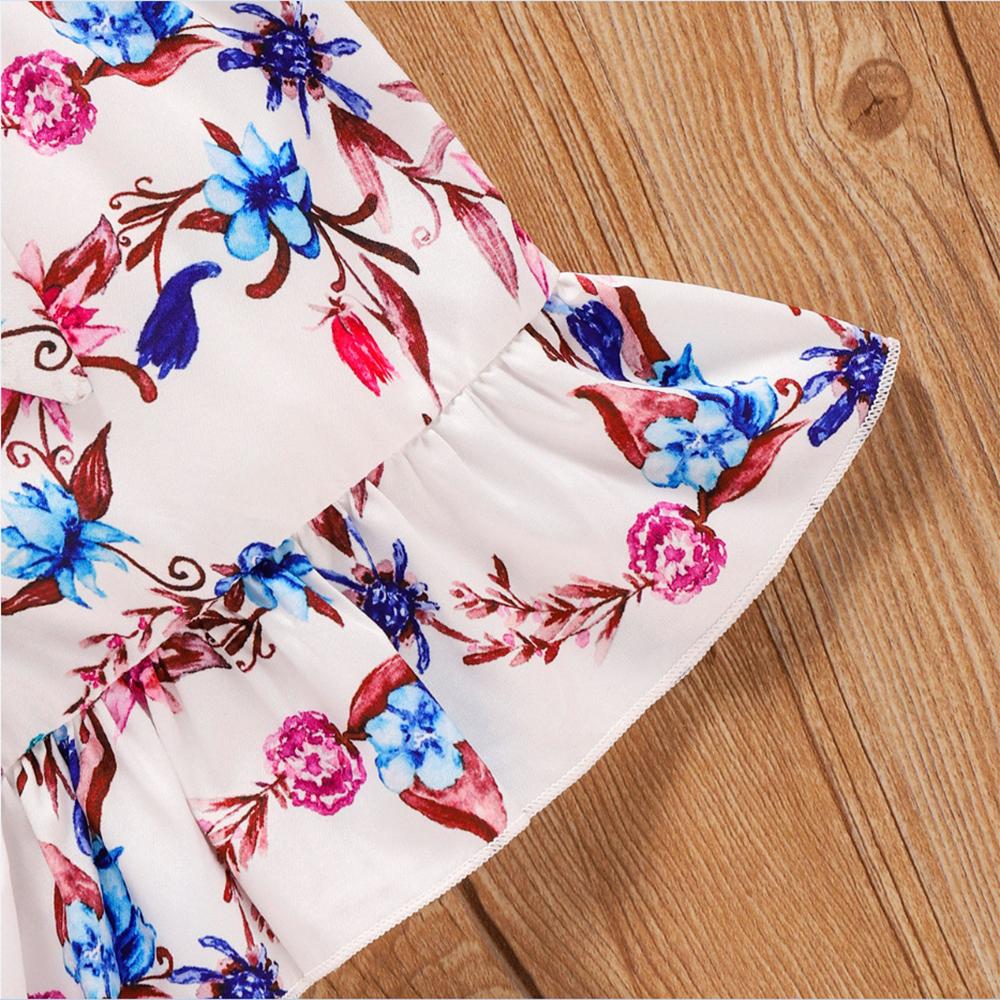 Girls Floral Printed Bow Sling Dress kids wholesale clothing