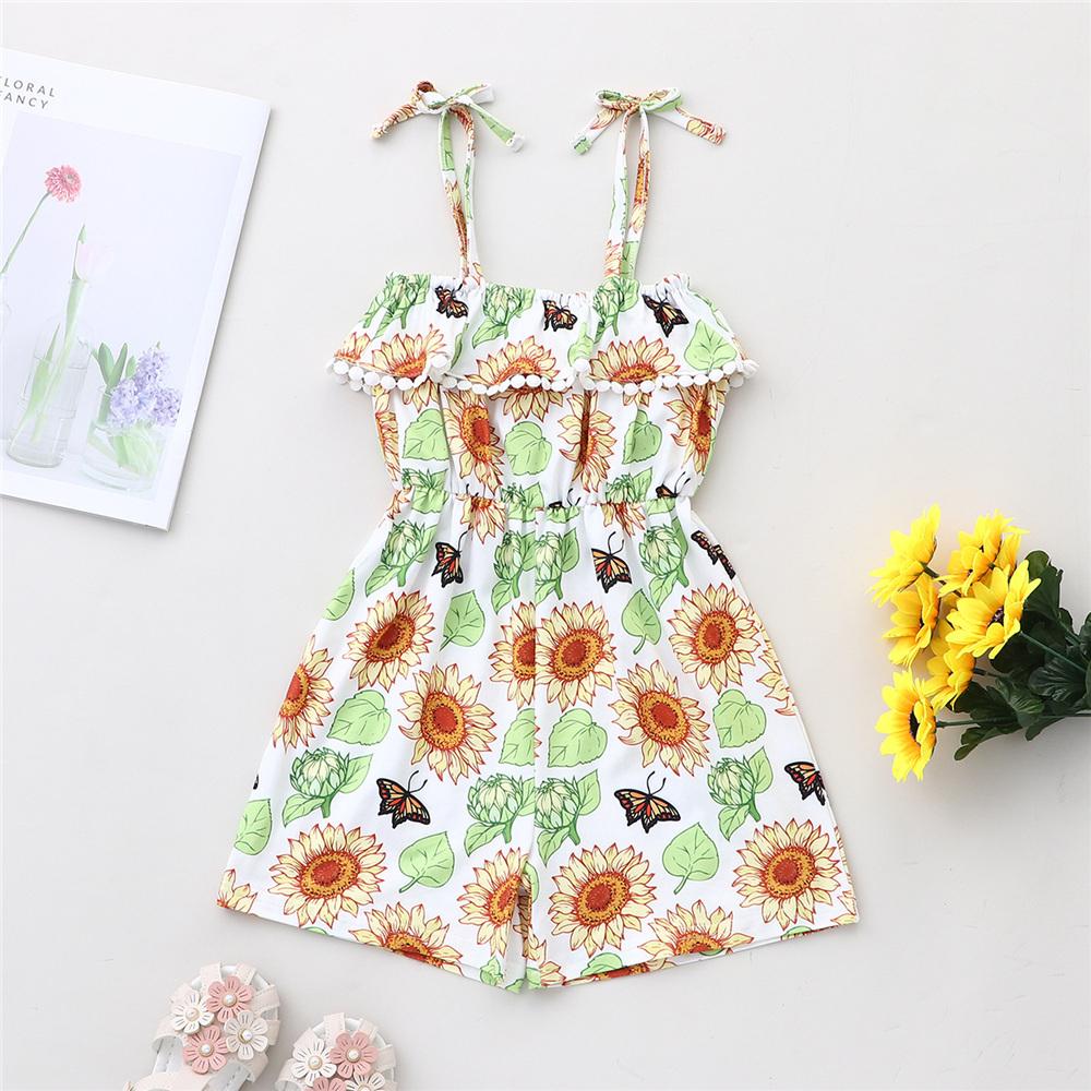 Girls Floral Printed Fashion Sling Jumpsuit children wholesale clothing