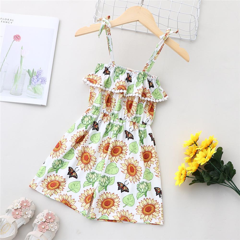 Girls Floral Printed Fashion Sling Jumpsuit children wholesale clothing